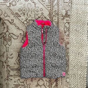 Leopard/neon pink puffer vest. BabyGap, size 4